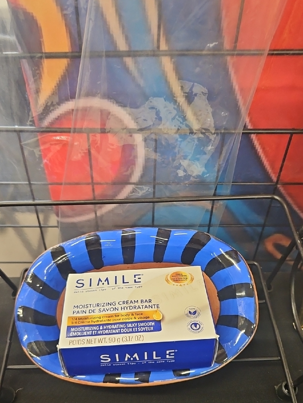 SIMILE Moisturizing Cream Bar Soap in Blue & Black Ceramic Dish